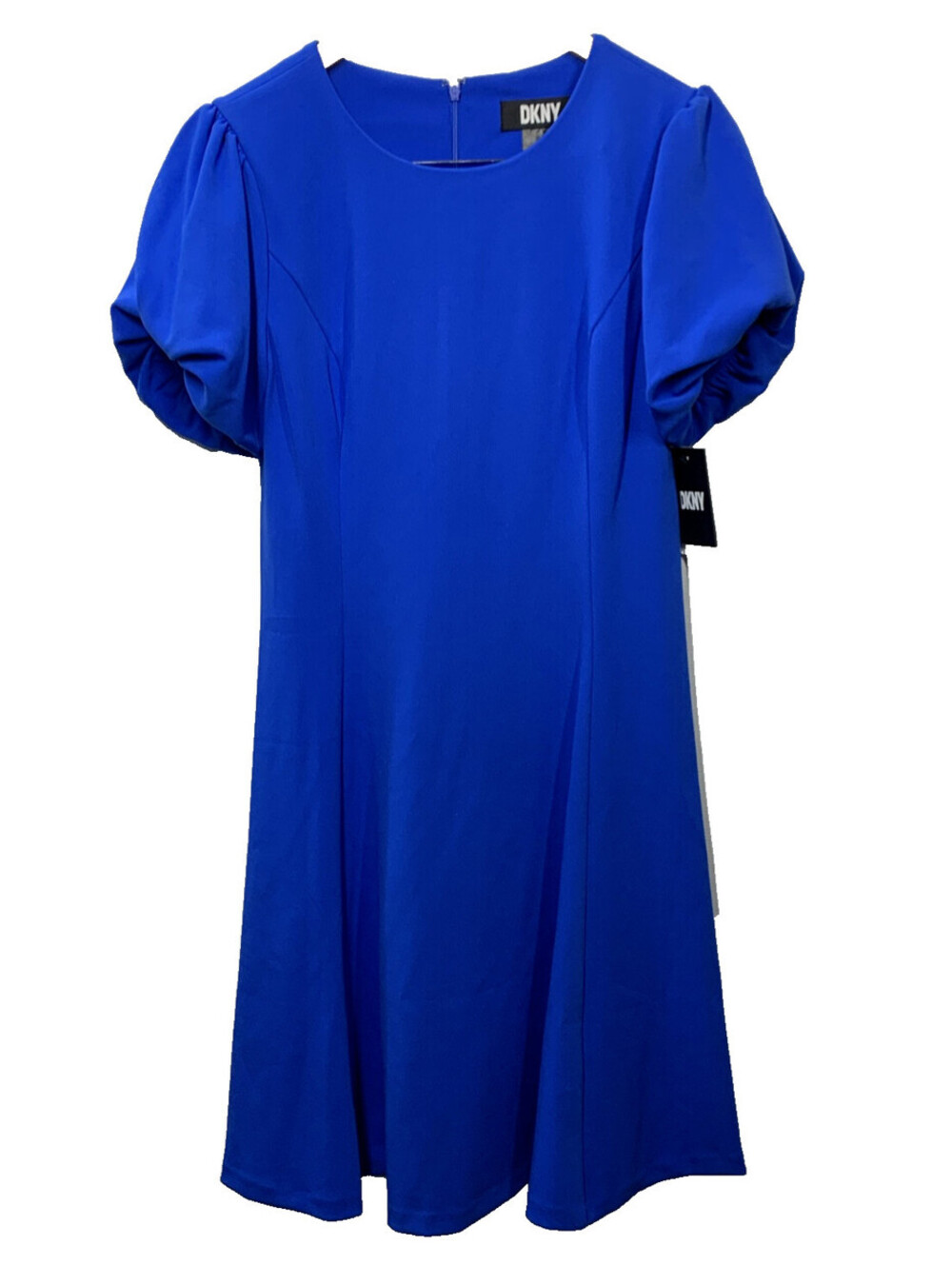 DKNY Women's Short Open Sleeve Ruched Sheath Mini Dress Solid Royal Blue Size 6